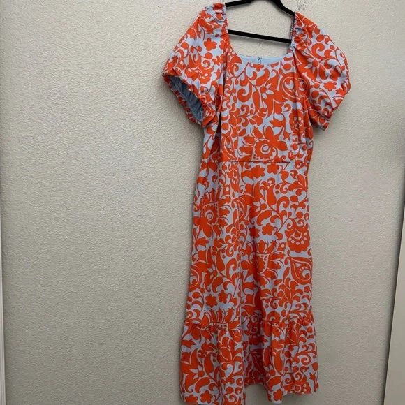 Talbots Puff Sleeve Poplin Dress Floral Print Size 18W NWT - Picture 6 of 13